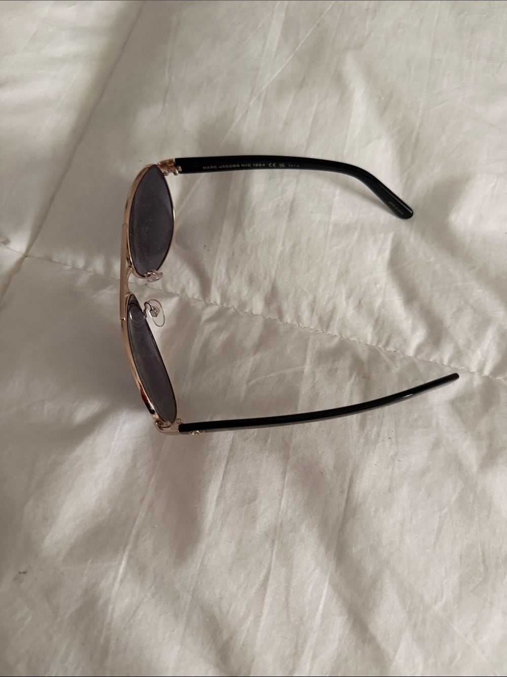 Marc Jacobs Black Temples with Rose Gold Frame Oval Sunglasses